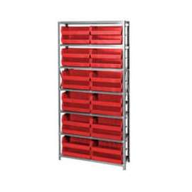 Quantum Storage Systems QSBU-245 Steel Shelving With 24 Giant Stacking Bins Red, 12x36x75