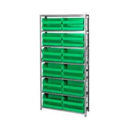 Quantum Storage Systems QSBU-245 Steel Shelving With 24 Giant Stacking Bins Green, 12x36x75