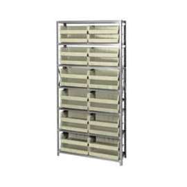 Quantum Storage Systems QSBU-245 Steel Shelving With 24 Giant Stacking Bins Ivory, 12x36x75