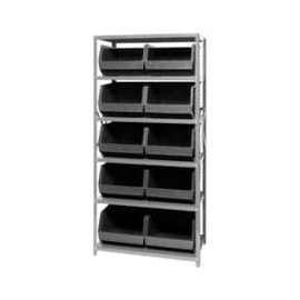 Quantum Storage Systems QSBU-270 Steel Shelving With 10 Giant Stacking Bins Black, 18x36x75