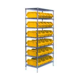 Quantum Storage Systems W7-12-26 Chrome Wire Shelving With 26 QuickPick Double Open Bins Yellow, 18x36x74