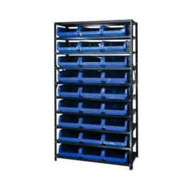 Quantum Storage Systems MSU-531 Steel Shelving With 27 Magnum Giant Hopper Bins Blue, 18x42x75