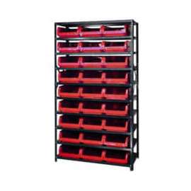 Quantum Storage Systems MSU-531 Steel Shelving With 27 Magnum Giant Hopper Bins Red, 18x42x75