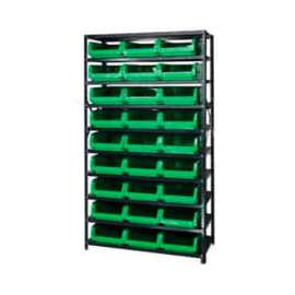 Quantum Storage Systems MSU-531 Steel Shelving With 27 Magnum Giant Hopper Bins Green, 18x42x75