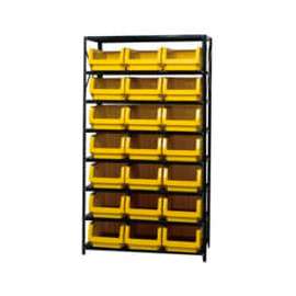 Quantum Storage Systems MSU-532 Steel Shelving With 21 Magnum Giant Hopper Bins Yellow, 18x42x75