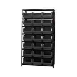 Quantum Storage Systems MSU-532 Steel Shelving With 21 Magnum Giant Hopper Bins Black, 18x42x75