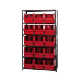 Quantum Storage Systems MSU-533 Steel Shelving With 15 Magnum Giant Hopper Bins Red, 18x42x75