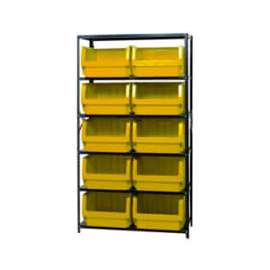 Quantum Storage Systems MSU-543 Steel Shelving With 10 Magnum Giant Hopper Bins Yellow, 18x42x75