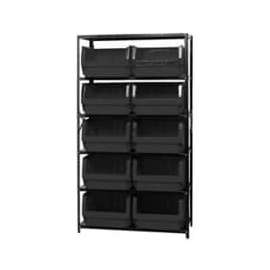 Quantum Storage Systems MSU-543 Steel Shelving With 10 Magnum Giant Hopper Bins Black, 18x42x75