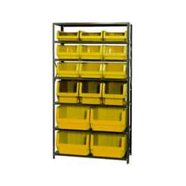 Quantum Storage Systems MSU-16-MIX Steel Shelving With 16 Magnum Giant Hopper Bins Yellow, 18x42x75