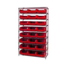 Quantum Storage Systems WR9-531 Chrome Shelving With 24 Magnum Giant Hopper Bins Red, 18x42x74