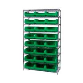 Quantum Storage Systems WR9-531 Chrome Shelving With 24 Magnum Giant Hopper Bins Green, 18x42x74
