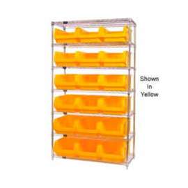 Quantum Storage Systems WR7-532 Chrome Shelving With 18 Magnum Giant Hopper Bins Green, 18x42x74