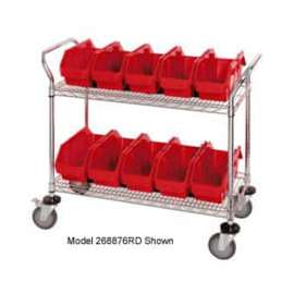 Quantum WRC2-1836-1887 Chrome Wire Mobile Cart With 8 QuickPick Double Open Bins Red, 36"x18"x38"