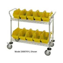 Quantum WRC3-1836-1887 Chrome Wire Mobile Cart With 12 QuickPick Double Open Bins Yellow 36"x18"x38"