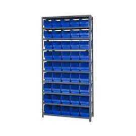 Quantum Storage Systems 1875-204 Steel Shelving With 45 6"H Shelf Bins Blue, 36x18x75-10 Shelves