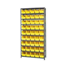 Quantum Storage Systems 1875-204 Steel Shelving With 45 6"H Shelf Bins Yellow, 36x18x75-10 Shelves