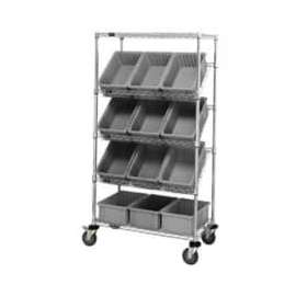 Global Industrial Easy Access Slant Shelf Chrome Wire Cart 12 6"H Grid Containers GY 36x18x63