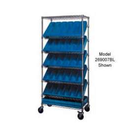 Quantum MWRS-7-604 Chrome Wire Truck With 54 4-5/8"H Plastic Drawers Blue, 36"L x 18"W x 74"H