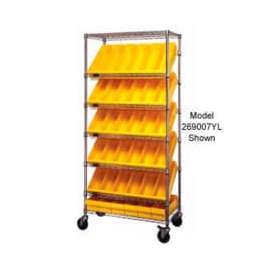 Quantum MWRS-7-604 Chrome Wire Truck With 54 4-5/8"H Plastic Drawers Yellow, 36"L x 18"W x 74"H
