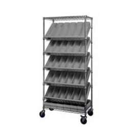 Quantum MWRS-7-602 Chrome Wire Truck With 36 4-5/8"H Plastic Drawers Gray, 36"L x 18"W x 74"H