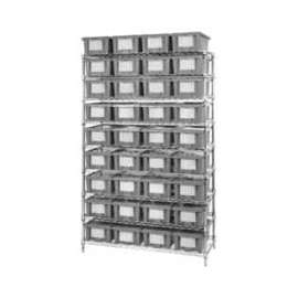 Chrome Wire Shelving With 36 6"H Nest & Stack Shipping Totes Gray, 48x18x74