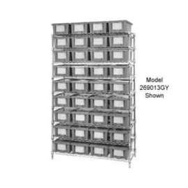 Chrome Wire Shelving With 24 9"H Nest & Stack Shipping Totes Gray, 48x18x74