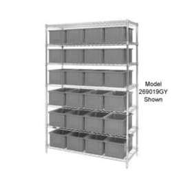 Chrome Wire Shelving With 36 3"H Grid Container Gray, 60x24x63