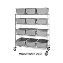 Quantum MWR7-1711-8 Mobile Chrome Wire Truck With 24 8" Cross Stack Nest Lug Totes Gray, 36"x18"x69"
