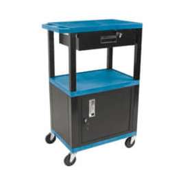 Luxor Garage Shop Utility Cart w/Cabinet & Drawer, 250 lb. Capacity, 24"L x 18"W x 42-1/2"H,Blue