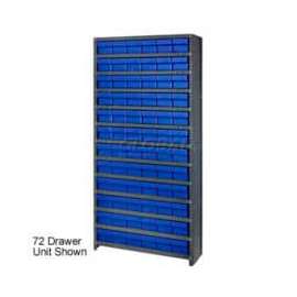 Quantum Storage Systems CL1275-701 Closed Shelving Euro Drawer Unit - 36x12x75 - 48 Euro Drawers Blue