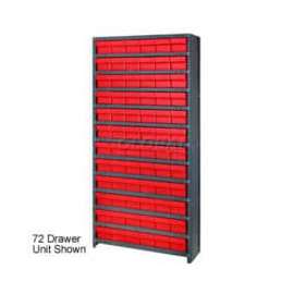 Quantum Storage Systems CL1275-701 Closed Shelving Euro Drawer Unit - 36x12x75 - 48 Euro Drawers Red