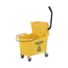 Global Industrial Mop Bucket & Wringer Combo, 38 Qt., Side Press, Yellow