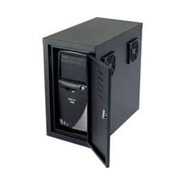 Global Industrial Computer CPU Side Cabinet with Front/Rear Doors and 2 Exhaust Fans, Black