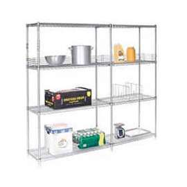 Nexel Poly-Z-Brite, 4 Tier, Wire Shelving Add-On Unit, 24"W x 14"D x 63"H
