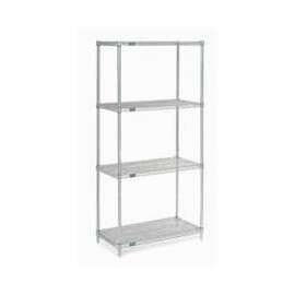 Nexel Stainless Steel, 4 Tier, Wire Shelving Starter Unit, 48"W x 18"D x 86"H