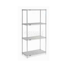 Nexel Stainless Steel, 4 Tier, Wire Shelving Starter Unit, 36"W x 24"D x 86"H