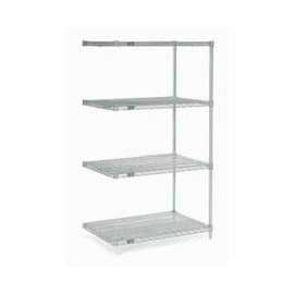 Nexel Stainless Steel, 4 Tier, Wire Shelving Add-On Unit, 36"W x 18"D x 86"H