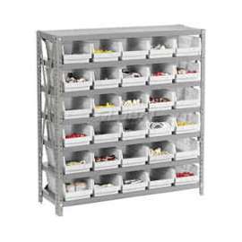 Steel Shelving with 30 4"H Plastic Shelf Bins Ivory - 36x12x39-7 Shelves