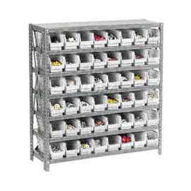 Steel Shelving with 48 4"H Plastic Shelf Bins Ivory - 36x12x39-7 Shelves
