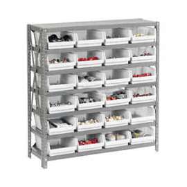 Steel Shelving with 24 4"H Plastic Shelf Bins Ivory - 36x18x39-7 Shelves