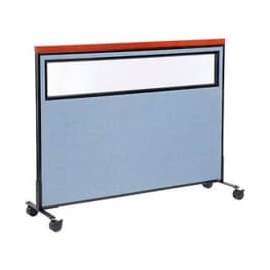 Interion Mobile Deluxe Office Partition Panel with Partial Window, 60-1/4"W x 46-1/2"H, Blue
