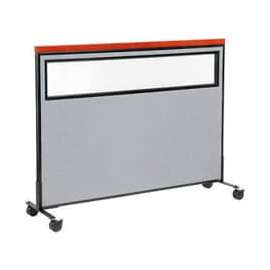 Interion Mobile Deluxe Office Partition Panel with Partial Window, 60-1/4"W x 46-1/2"H, Gray