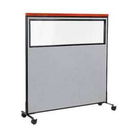 Interion Mobile Deluxe Office Partition Panel with Partial Window, 60-1/4"W x 64-1/2"H, Gray