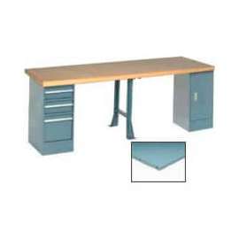 Global Industrial 96"W x 30"D Extra Long Production Workbench - Steel Square Edge - Gray