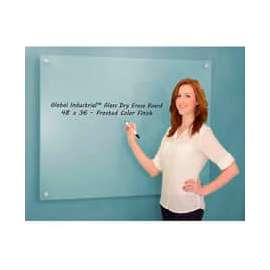 Global Industrial Frosted Glass Dry Erase Board, 48"W x 36"H