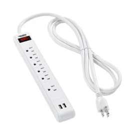 Global Industrial Surge Protected Power Strip W/USB Ports, 5+1 Outlets, 15A,900 Joules,6' Cord