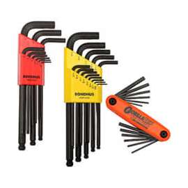 Bondhus 14130 Hex Key Triple Pack SAE, Metric W/ FREE Fold-Up Set