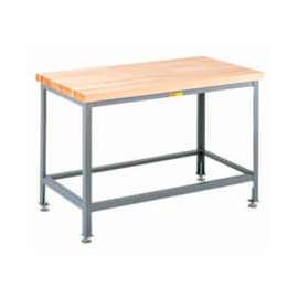 Little Giant 36"W x 24"D Maple Butcher Block Square Edge Top Table, Adjustable Leg