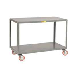 Little Giant Mobile Table w/2 Shelves & Wheel Brakes, 1000 lb. Cap, 60"L x 30"W x 34"H, Gray